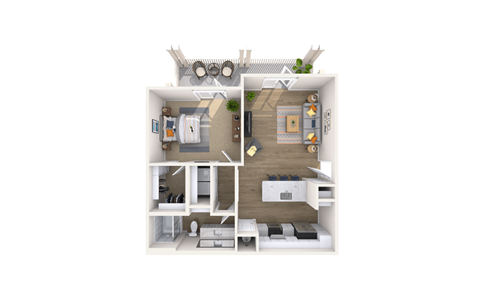 Floor plan for 1 bed, 1 bath, 784 sqft